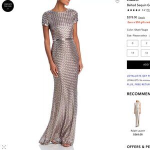 AQUA Belted Sequin Gown